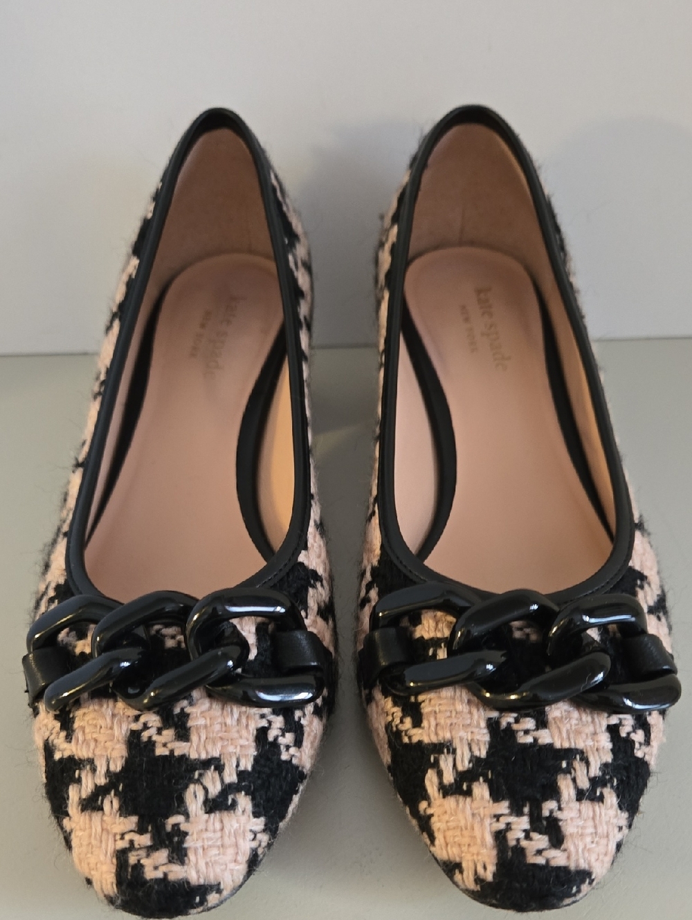 Kate Spade Kacey Pumps, Cream and Black Houndstooth Tweed, Size 7